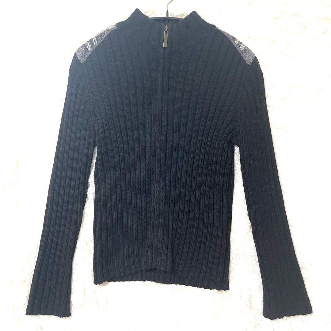 Burberry London Nova Check Black Knit Full Zip Top, Size S, Used