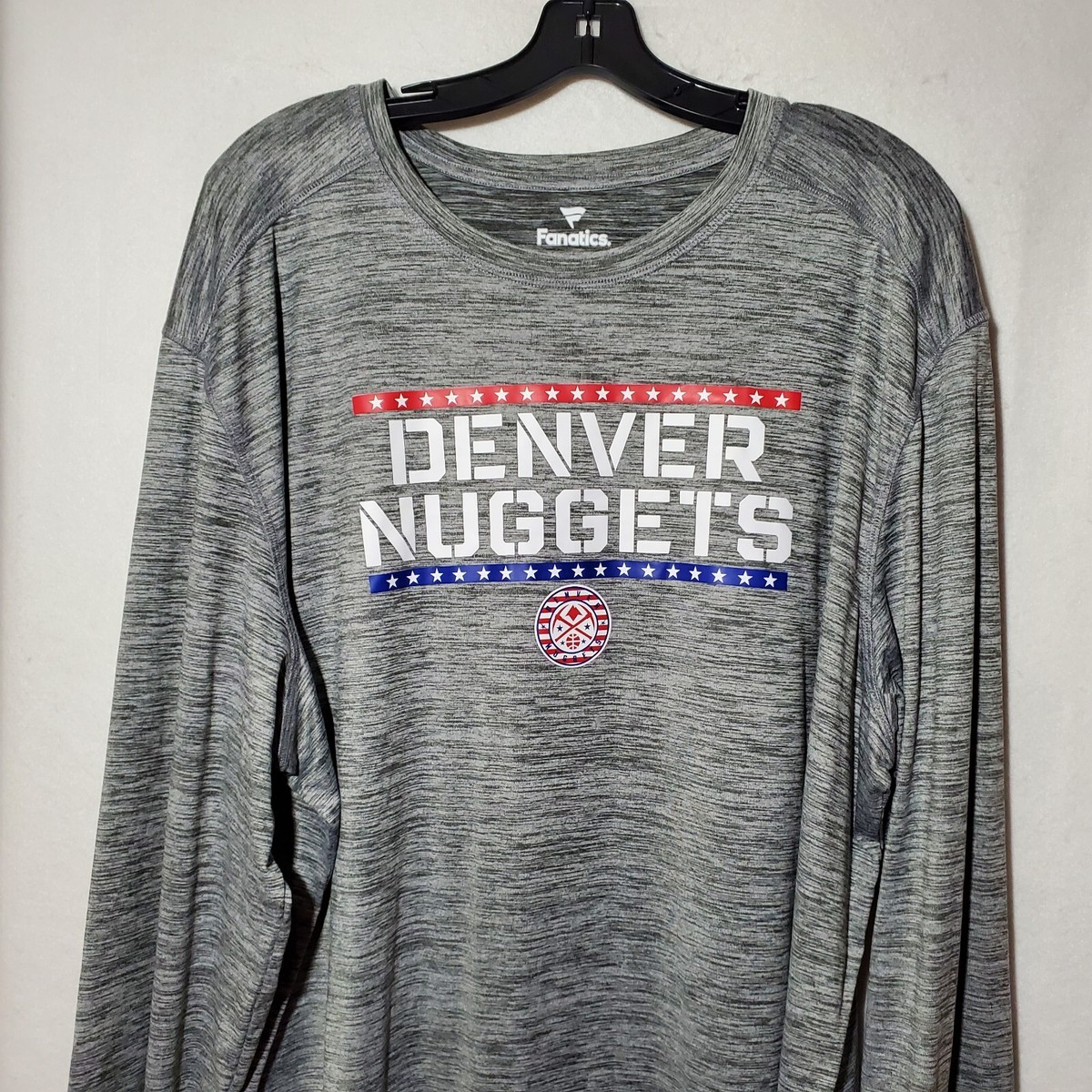 Denver Nuggets Shirt Mens 3XLT Long Sleeve Grey NBA Crew Neck