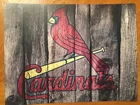 Tin Sign Vintage St Louis Cardinals Wooden Background MLB 3