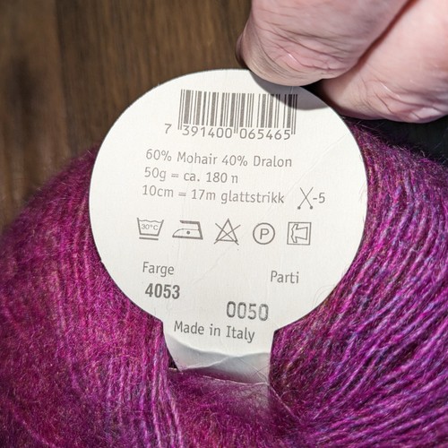 Idena Mohair Lux Farge Parti 4053 Purple 2 Balls 50g 180m Yarn - Picture 5 of 5