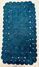 Doormat Jute Rectangle Rug Reversible Hand Braided Blue Floor