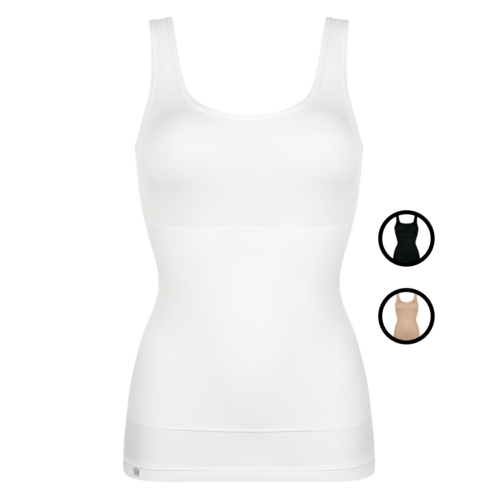 Trendy Sensation Shirt 02 Damen Unterhemd Top weiß / schwarz / haut Gr. S - XL - Bild 1 von 16