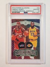 LEBRON JAMES 2019-20 PANINI ILLUSIONS EMERALD CAREER LINEAGE #23 PSA 10 NICE!