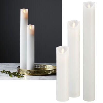 LED Echtwachs-Kerze ''TWINKLE-long'' 20/30/40cm mit TIMER beweglicher Flamme lang