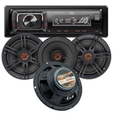 JBL Single DIN Bluetooth MP3 USB Digital Media Car Radio + 4x 6.5" Speakers