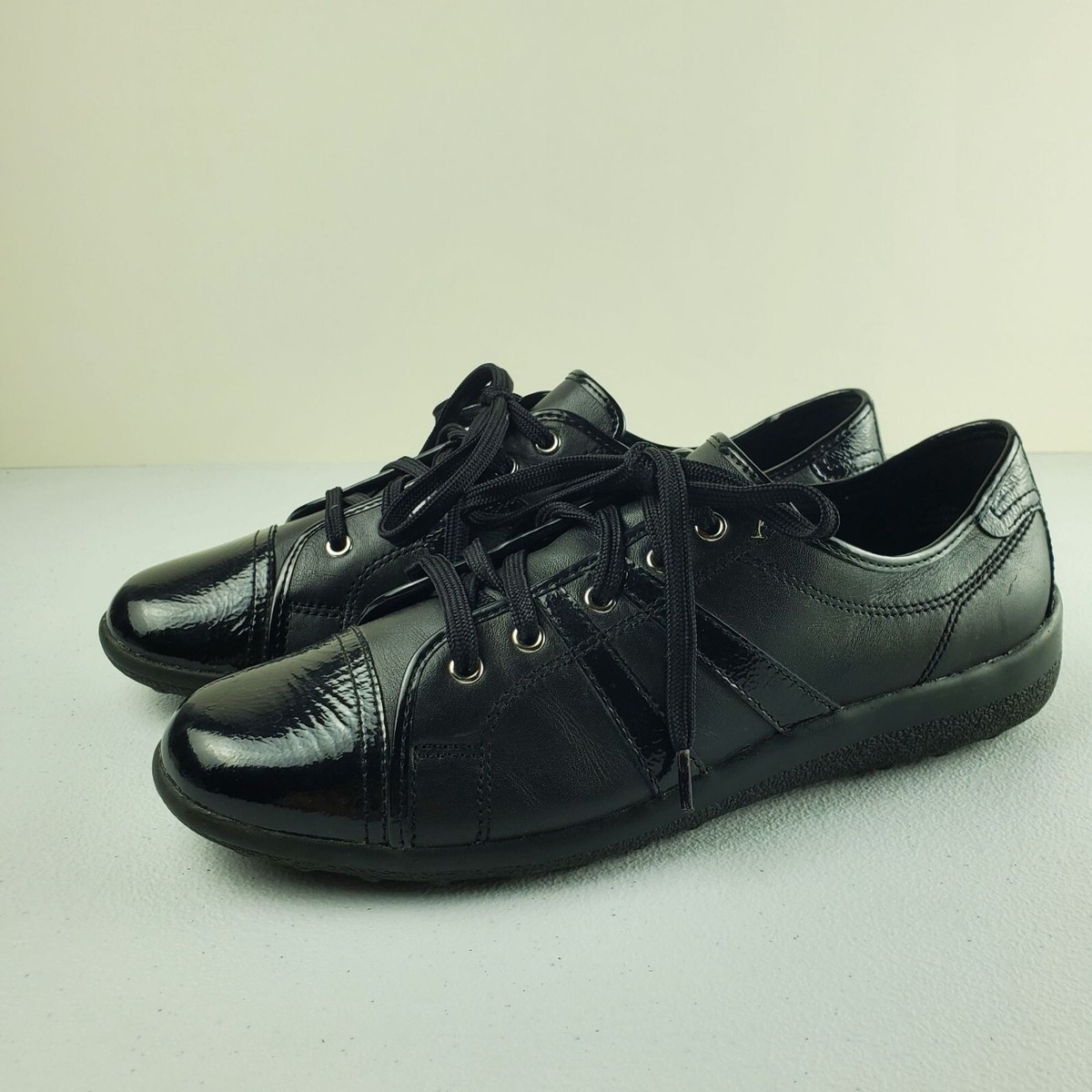 David Tate Classic Leather Shoes Loafers Oxford Lace Up Low Top Women  Black
