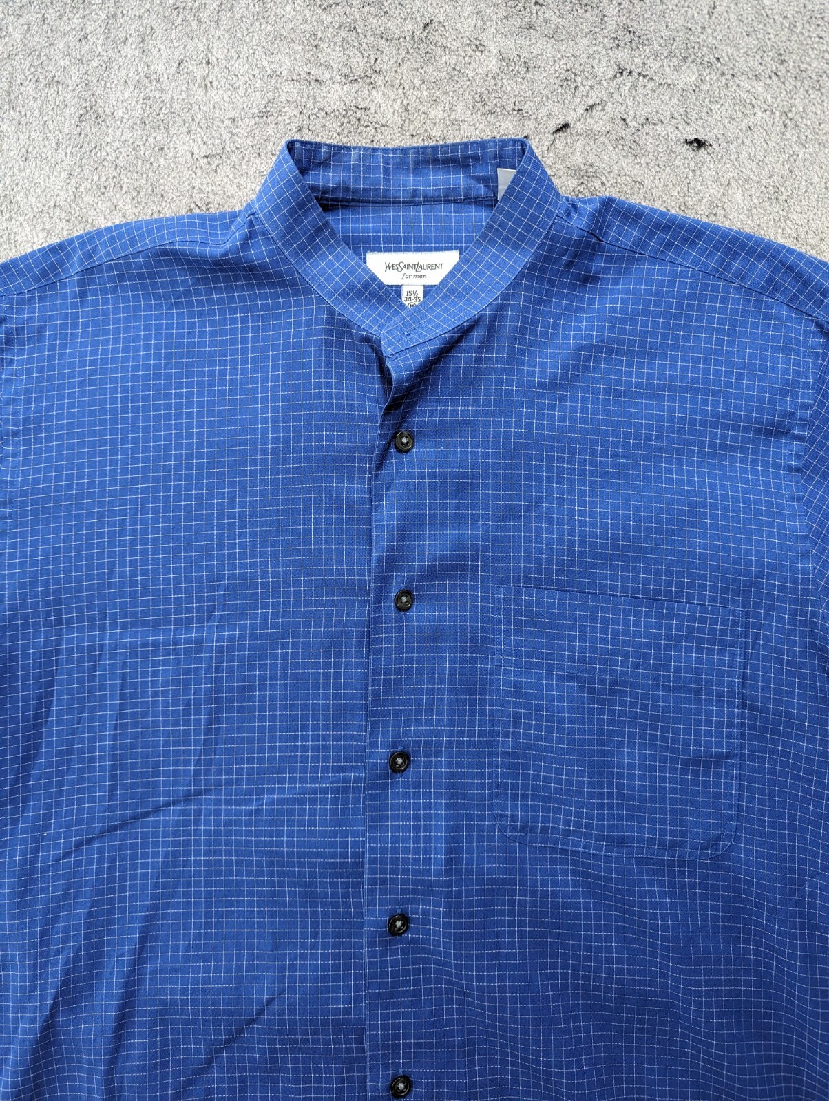 Yves Saint Laurent collo a fascia manica lunga uomo taglia 15 5 34 35 blu