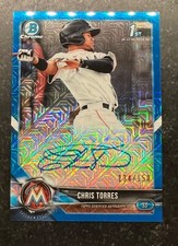 2018 Bowman Chrome Prospect Autograph Blue Mojo Refractor Chris Torres 134/150