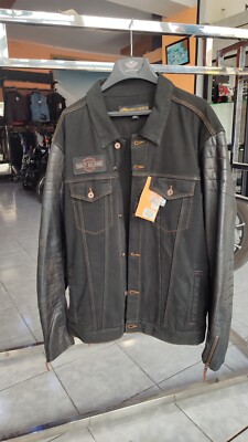 Harley-Davidson 97463-18VM 2XL Men's Leather Sleeve Denim Slim Fit