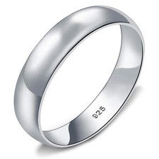 925 Sterling Silver 5mm Plain Domed Wedding Band Ring
