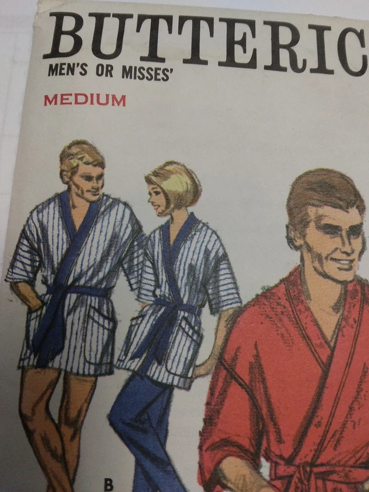 Халат ванной гостиной мужской женщин M 38 40 Butterick 3658 шитье узор UC VTG 60-х - Изображение 3 из 4