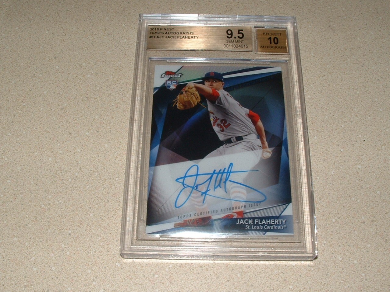 2018 TOPPS FINEST JACK FLAHERTY AUTO, SIGNED ROOKIE CARD BGS GRADED 9.5 GEM