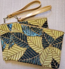 Beaded Multi Leafs Handmade Pouch Bag
