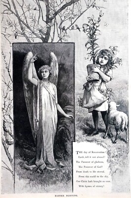Easter Morning 1885 DAY of RESSURRECTION PASSOVER of GOD Matted Print w POEM