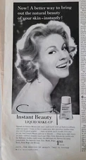 1960 Coty Instant beauty liquid makeup cosmetic pretty girl vintage ad 