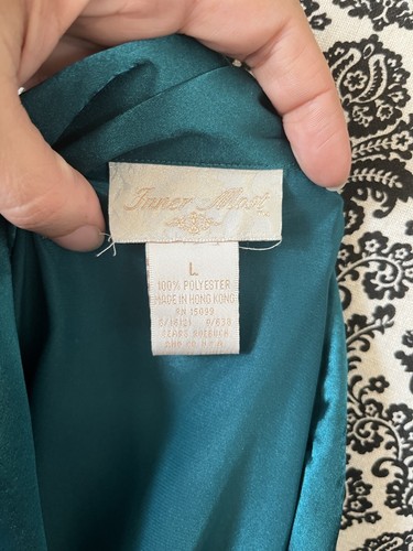 Vintage Inner Most Womens Green Satin Pajama Set Size L Shirt Shorts - Picture 7 of 14