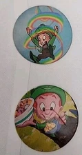 Lot Of 2 Vintage Lucky Charms Cereal POGS 1, 2 1995 General Mills