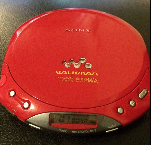 sony cd walkman d-e220 portable personal compact disc player red