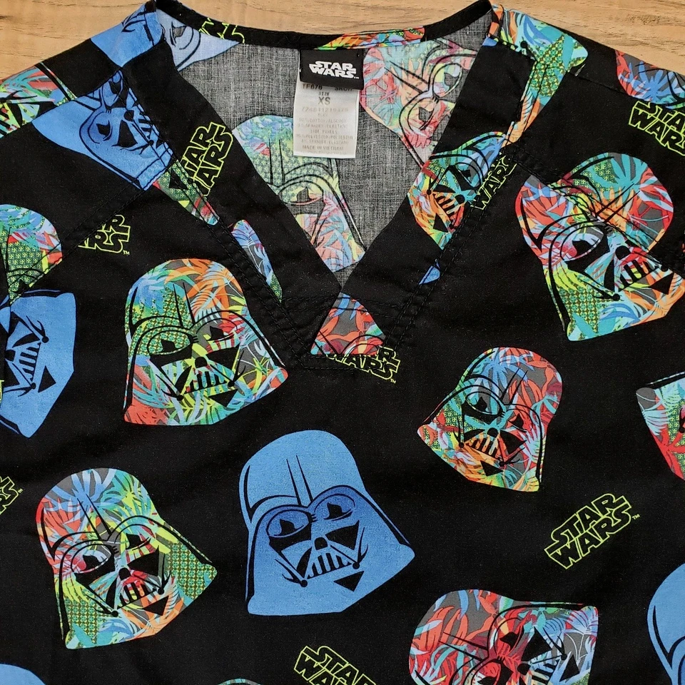 Star Wars Darth Vader Scrub Top Size XS Medical Shirt Vet Tech Shirt - Image 2 of 4