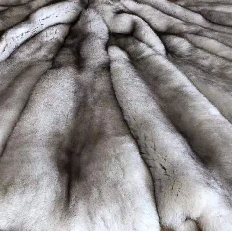 1 pieza Piel de zorro azul curtido Piel Cuero denso Piel Abrigo Cuello 43-47 pulgadas Foto 2 de 4