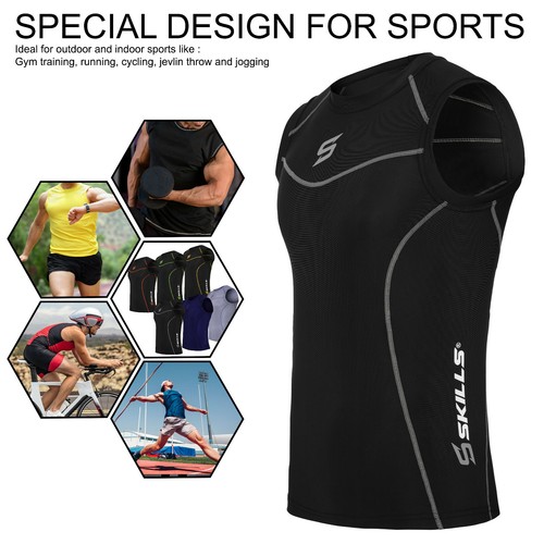 Mens Compression Armour Base Layer Tops Running Sleeveless Sports Skin Shirt - Picture 15 of 55