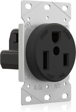 ELEGRP 50 Amps 250V Flush Mounting Power Outlet, NEMA 6-50R Receptacle, Black