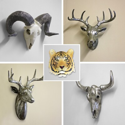 Tier Büffel Widder Tigerköpfe Wandbehang Aufhänger Home Ornament Harz Dekor 