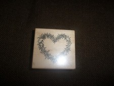 Heart Wreath Rubber Stamp Twigs Leaves Leaf PSX Wood Mounted