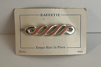 New VTG 60s Nemo Hair Clip Barrette Pink, Silver No. 6520  display picture 1