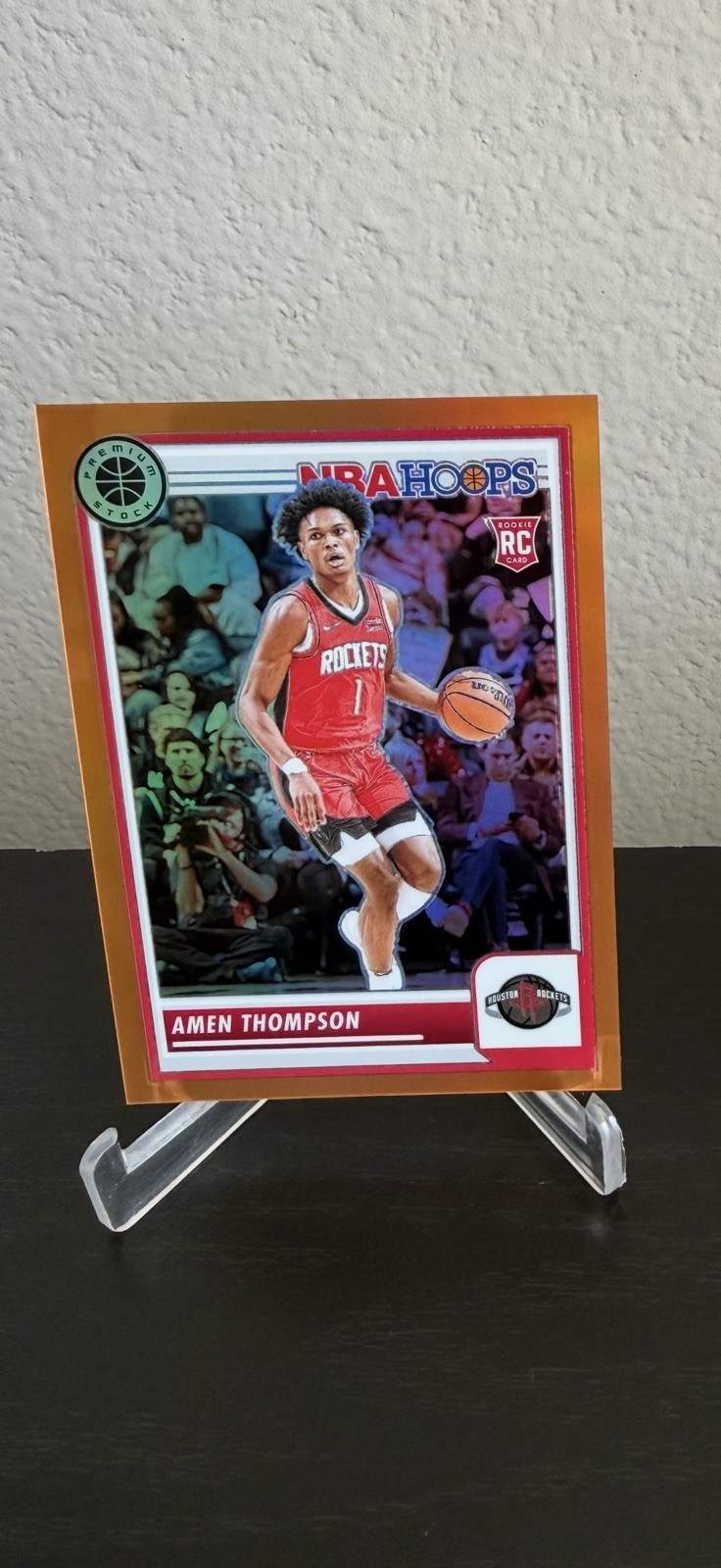 2023-24 Panini Nba Hoops Premium Stock Amen Thompson #86 Orange Prizm /299 (RC)