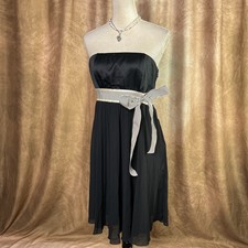Vintage Y2K Strapless Dress Pleated Empire Waist Ribbon Waist Mini Party Prom