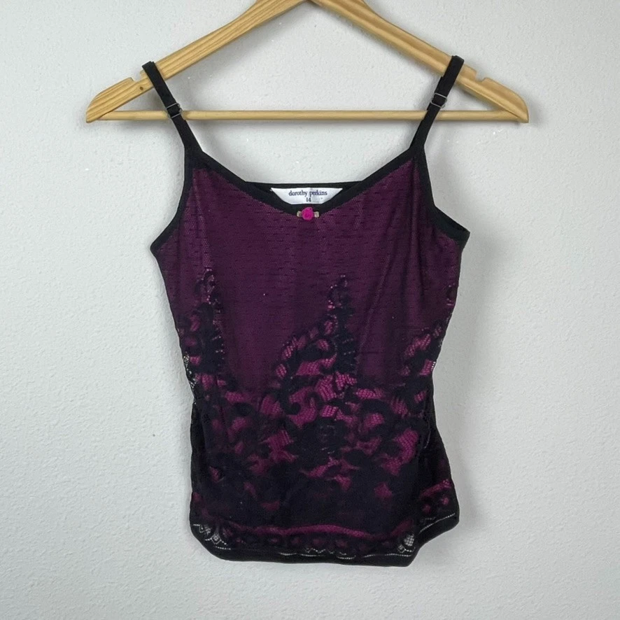 Top Femme Dentelle Prune Dorothy Perkins - Taille 18, Manches Courtes, Neuf Sans étiquette