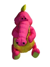 Stuffins Lumpys Gang Neon Pink Dinosaur Alligator Nylon Plush Squeaky Toy 1990s