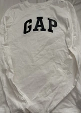 NWOT WOMENS GAP LOGO SHRUNKEN T-SHIRT-SIZE XXS-WHITE LONG SLEEVE