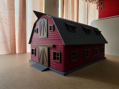 BIG RED BARN ASSEMBLED PRINT ON DEMAND S SCALE BUILDING/DIORAMA