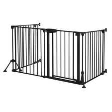 Uimoso Freestanding Dog Gate 32" Tall 4-Panel Foldable Metal Pet Gate Black