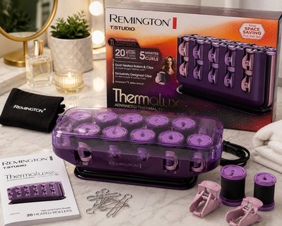 Remington T Studio Thermaluxe Heated Hair Rollers Set 20 Rollers Purple