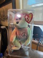   RARE  TY Beanie Baby  Peace  Bear 1996 Retired Original Multicolor PVC    