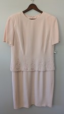 Talbots Silk Embroidered Dress Sz 12 Blush Mother Of The Bride Wedding Guest NWT