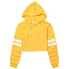 Women's Cropped Hoodie Pullover Long Sleeve Loose Striped Crop Tops Pullover ...