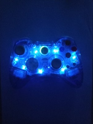 Wireless Controller für XBOX 360 /GEHÄUSE TRANSPARENT /  BLAUE LED BELEUCHTUNG