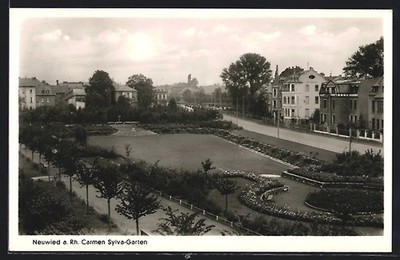 Ansichtskarte Neuwied a. Rh., Carmen Sylva-Garten aus der Vogelschau 