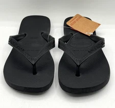 Havaianas Wide Strips Top Flip Flop Sandal Black, US 7/8 W ~ 6/7 M EU 37-38