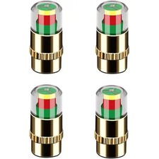 4 PCS Car Tire Pressure Monitor Valve Stem Caps, 3 Color Eye Alert Tire Press...