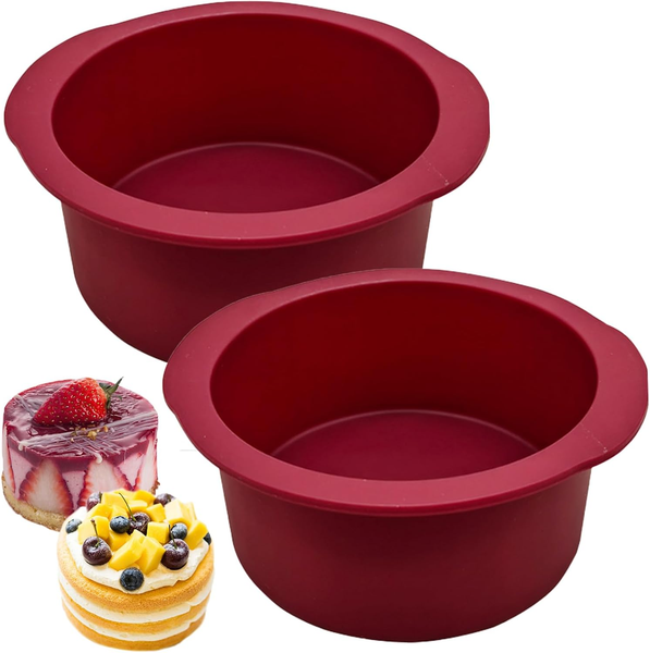 2 StüCk Silikon Kuchenform Rund, Antihaft Klein Backform 10Cm, Silikonform FüR K-image