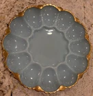 Vintage Anchor Hocking Fire King Delphite Blue Deviled Egg Serving Dish Plate