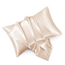 Champagne Satin Pillowcase Queen Size Set of 2 for Hair and Skin, Champagne