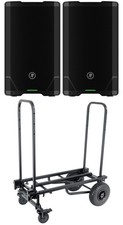 2 Mackie SRT212 12  1600 Watt Powered DJ PA Speakers w/Bluetooth Transport Cart