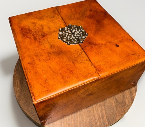 Vintage Leather Suede Lined Jewelry Box Castlecore Aged Patina Estate Sale Find