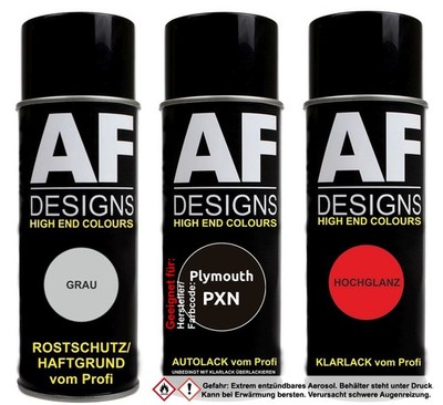 Spraydose Set für Plymouth PXN Black Autolack Klarlack Grundierung Spraydose Set